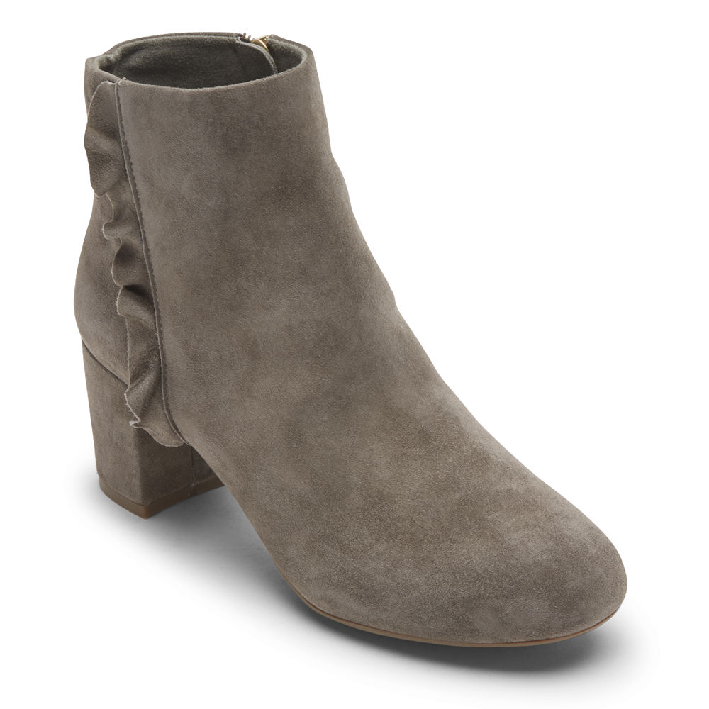 Rockport Womens Total Motion Oaklee Ruffle - Boots Grey - CEX392401